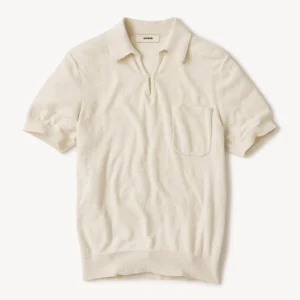 New Arrivals Buck Mason Ivory Cotton Loop Terry Polo