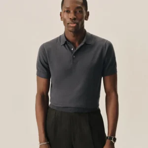 New Arrivals Buck Mason Faded Indigo Como Cashmere Polo