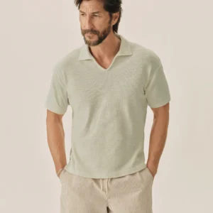 New Arrivals Buck Mason Limestone Airlight Johnny Collar S/S Polo