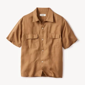 New Arrivals Buck Mason Cinnamon Draped Linen Deuce Coupe Camp Shirt