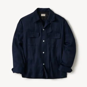 New Arrivals Buck Mason Dark Navy Mcgregor Ls Rayon Camp Shirt