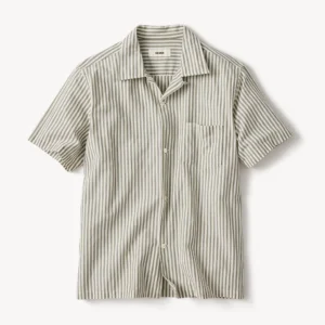 New Arrivals Buck Mason Aloe / Natural Stripe Wornwell S/S Camp Shirt