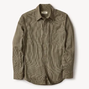 New Arrivals Buck Mason Brown Houndstooth Draped Twill One Pocket Shirt