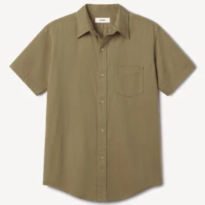 New Arrivals Buck Mason Dried Wheatgrass Draped Twill S/S One Pocket Shirt