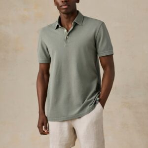 Faherty Short-Sleeve Sunwashed Pique Polo - Coastal Sage
