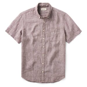 New Arrivals taylorstitch The Short Sleeve Jack in Burgundy Linen