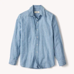 New Arrivals Buck Mason Harbor Stripe Mainstay Cotton Linen Shirt