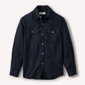 New Arrivals Buck Mason Dark Navy Draped Twill Cpo Shirt