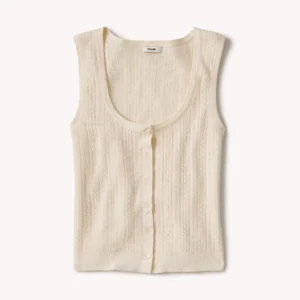 New Arrivals Buck Mason Soft White Coastal Linen Pointelle Button Down Tank