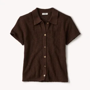 New Arrivals Buck Mason Umber Coastal Linen Pointelle Polo