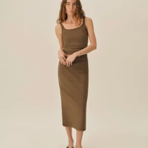 New Arrivals Buck Mason Heather Moss Surplus Rib Tube Skirt
